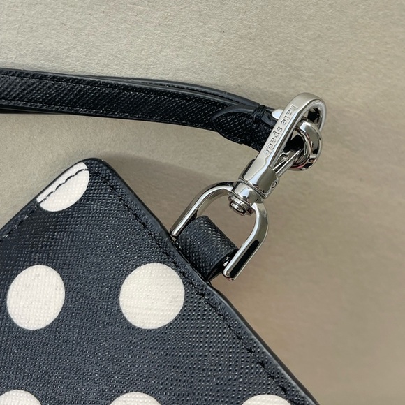 (new+tag) Kate Spade polk dot lanyard ID / card case, zip up, cash slot black - Picture 10 of 10